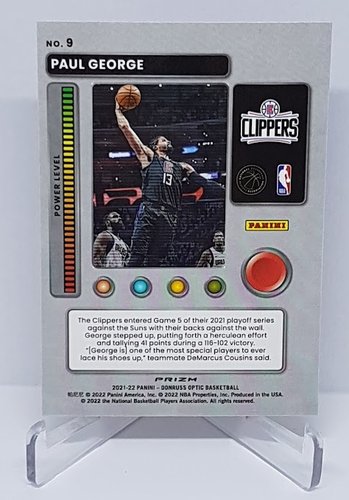 2021-22 Panini Donruss Optic Purple Prizm T-Minus Paul George Clippers #9