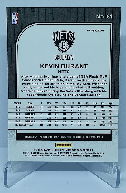 2019-20 Panini Hoops Laser Prizm Kevin Durant Nets #61