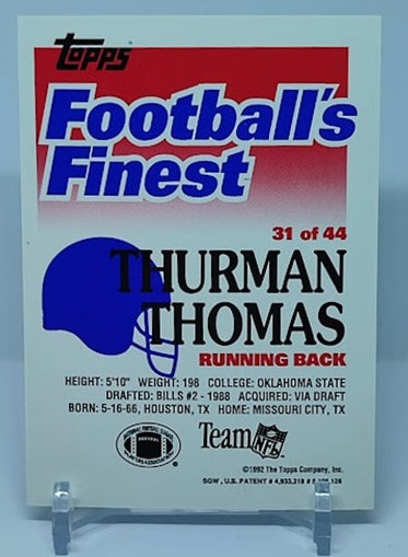 1992 Topps Footballs Finest Limited Edition Thurman Thomas Bills *1