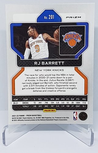 2021-22 Panini Prizm Green Prizm RJ Barrett NY Knicks #201