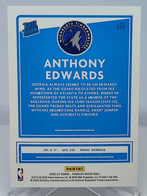 2020-21 Panini Donruss RC Anthony Edwards Timberwolves #201