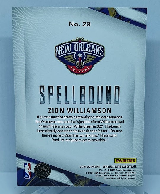 2021-22 Panini Donruss Elite Spellbound L Zion Williamson Pelicans #29