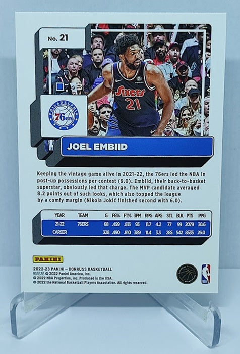 2022-23 Panini Donruss Green Laser Prizm Joel Embiid 76ers #21