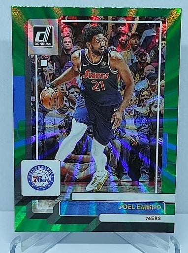 2022-23 Panini Donruss Green Laser Prizm Joel Embiid 76ers #21