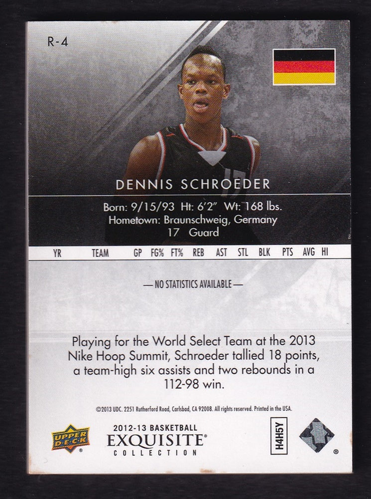 2012-13 Upper Deck Exquisite RC Dennis Schröder 19/99 *2