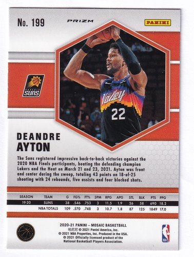 2020-21 Panini Mosaic Prizm DeAndre Ayton Suns #199