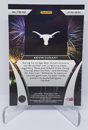 2022-23 Panini Prizm Draft Picks Fireworks Silver Prizm Kevin Durant Texas