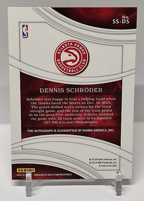 2015-16 Panini Immaculate Shadowbox Dennis Schröder Hawks 07/99 *2