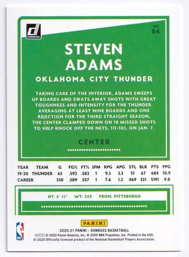 2020-21 Panini Donruss Steven Adams OKC Thunder 215/349 #84