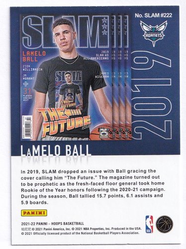 2021-22 Panini Hoops SLAM Lamelo Ball Hornets #222