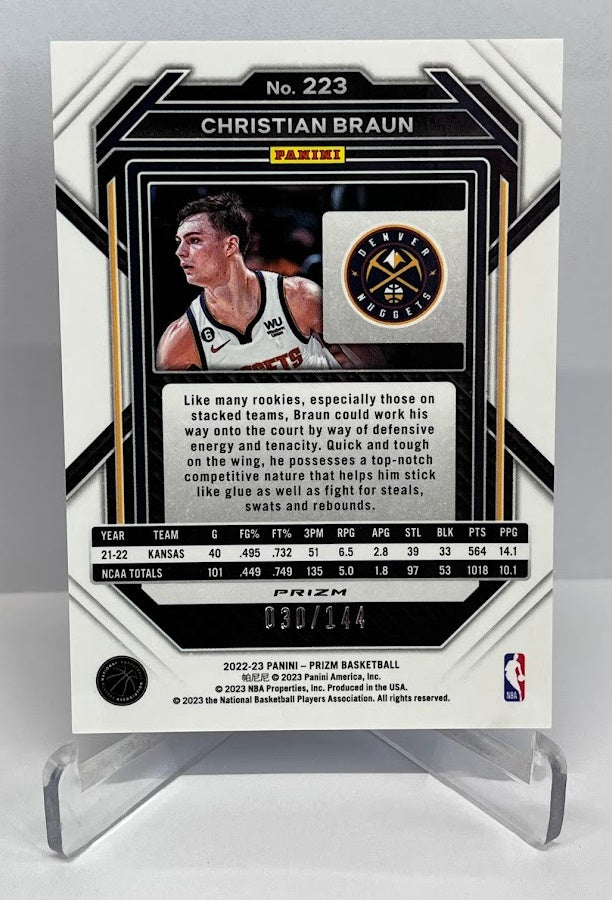 2022-23 Panini Prizm Sparkle RC Christian Braun Nuggets 030/144 #223