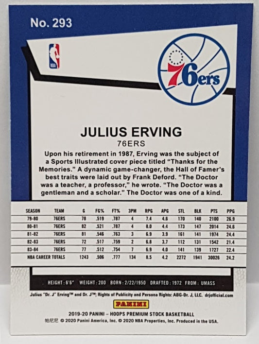 2019-20 Panini Hoops Premium Stock Tribute Julius Erving Philadelphia 76ers #293
