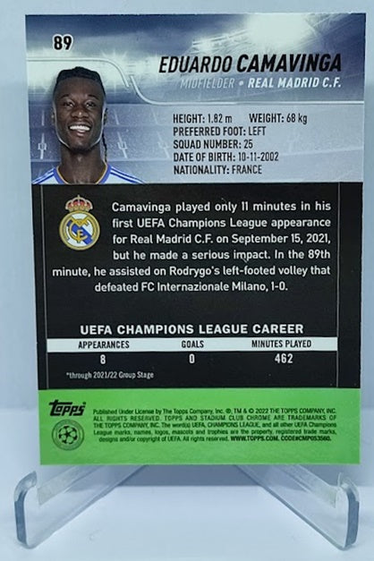 2022 Topps Stadium Club Chrome Eduardo Camavinga Madrid #89