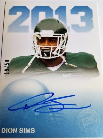 2013 Press Pass Auto RC Dion Sims Dolphins 19/50