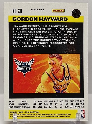 2020-21 Panini Flux Gordon Hayward Hornets #20