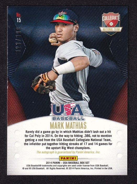 2014 Panini USA Baseball National Team Signatures Mark Mathias 023/399