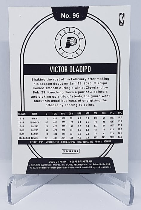 2020-21 Panini Hoops Holo Victor Oladipo Pacers 59/99 #96