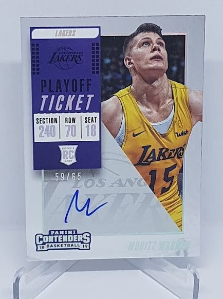 2018-19 Panini Contenders Playoff Ticket AU on Card Moritz Wagner Lakers 59/65
