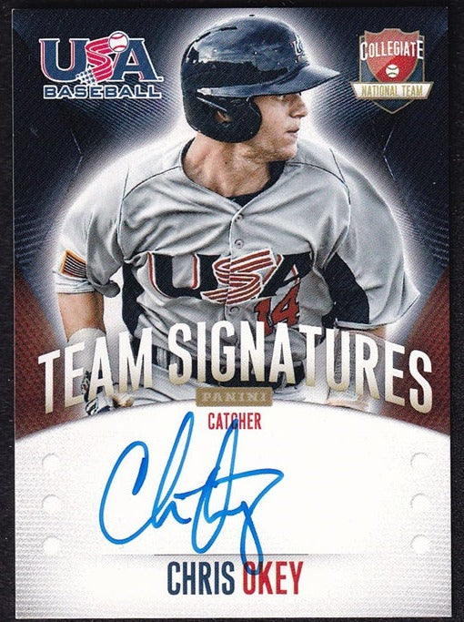 2014 Panini USA Baseball National Team Signatures Chris Okey 106/399