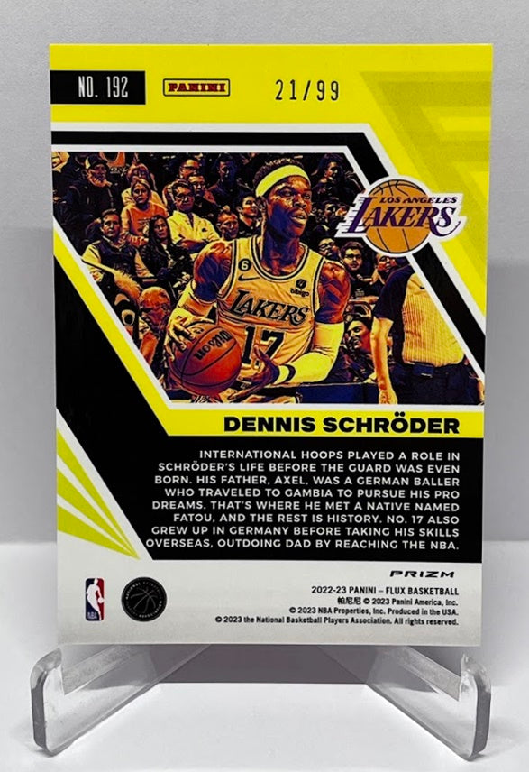 2022-23 Panini Flux Red Mojo Prizm Dennis Schröder Lakers #21/99 #192
