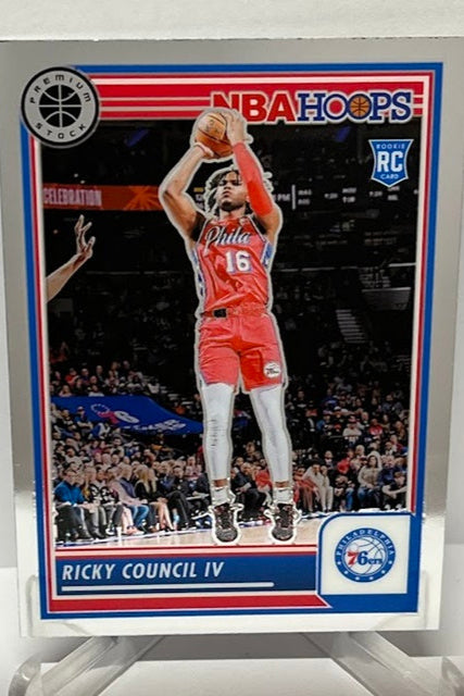 2023-24 Panini Hoops Premium RC Ricky Council 76ers #168