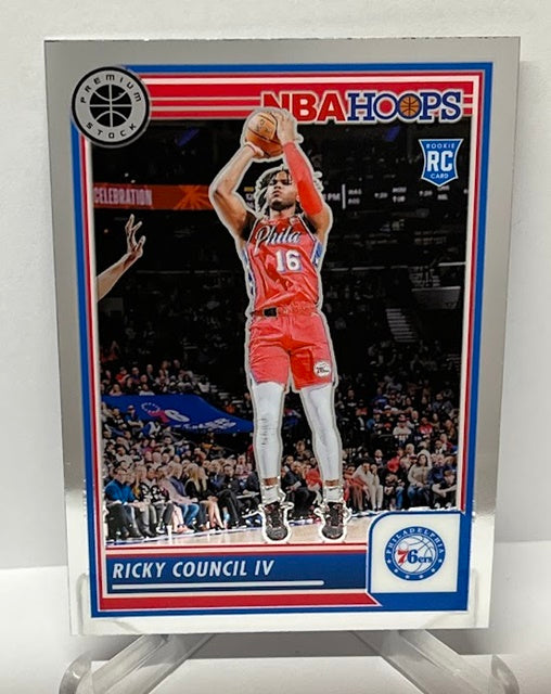 2023-24 Panini Hoops Premium RC Ricky Council 76ers #168