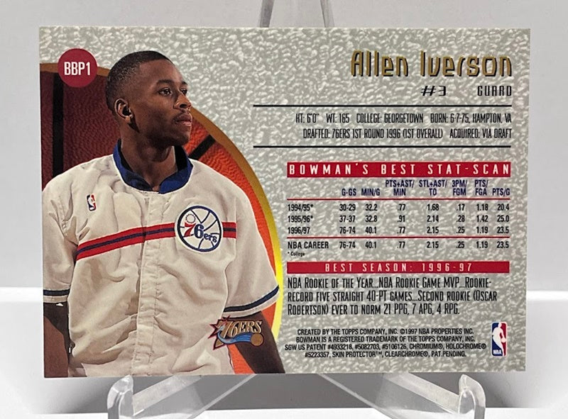 1997 Topps Bowmans Best Allen Iverson Philadelphia 76ers #BBP1