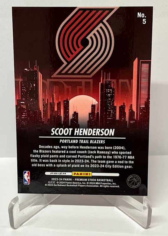 2023-24 Panini Hoops Premium Prizm City Edition RC Scoot Henderson Portland #5