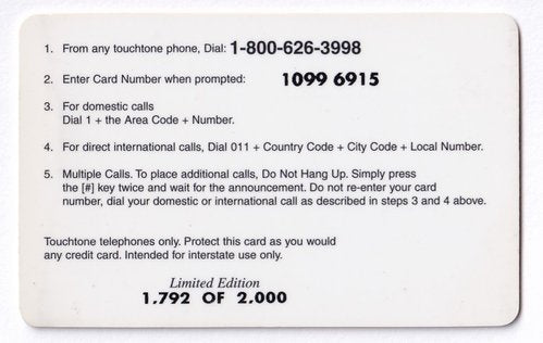 Michael Jordan Chicago Bulls Telephonecard US 5 $ Limited 1792 of 2000