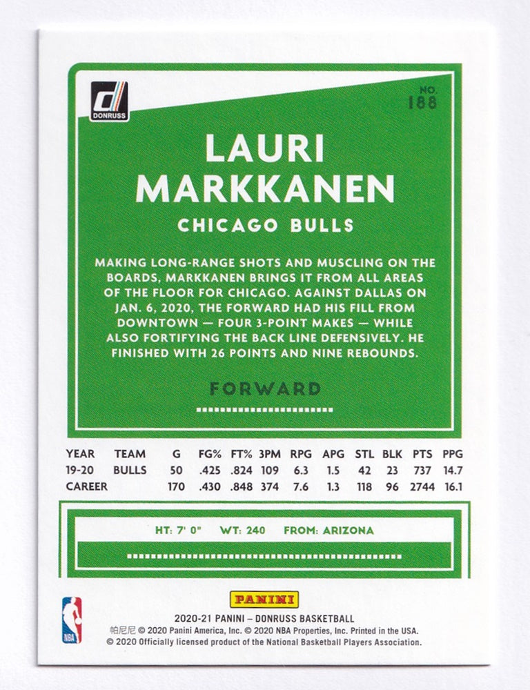 2020-21 Panini Donruss Press Proof Lauri Markkanen 242/399 #188