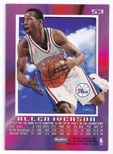 1996-97 Skybox EX2000 RC Allen Iverson 76ers #53