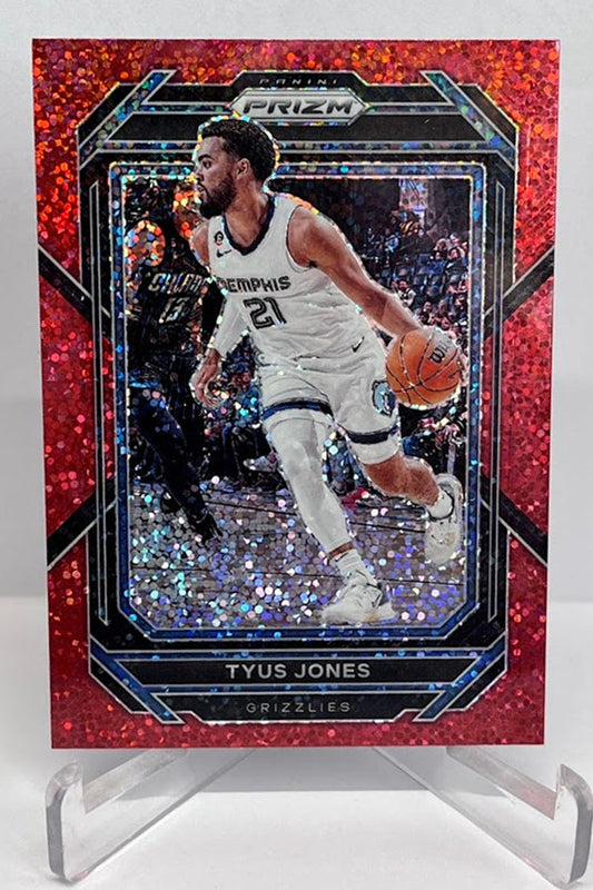 2022-23 Panini Prizm Red Sparkle Tyus Jones Memphis Grizzlies #212