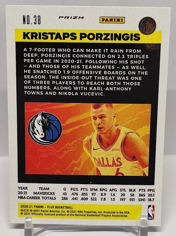 2020-21 Panini Flux Blue Prizm Kristaps Porzingis Mavericks #38