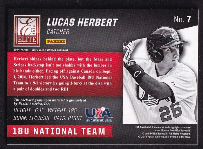 2014 Panini Elite Extra Edition Team USA Lucas Herbert #7