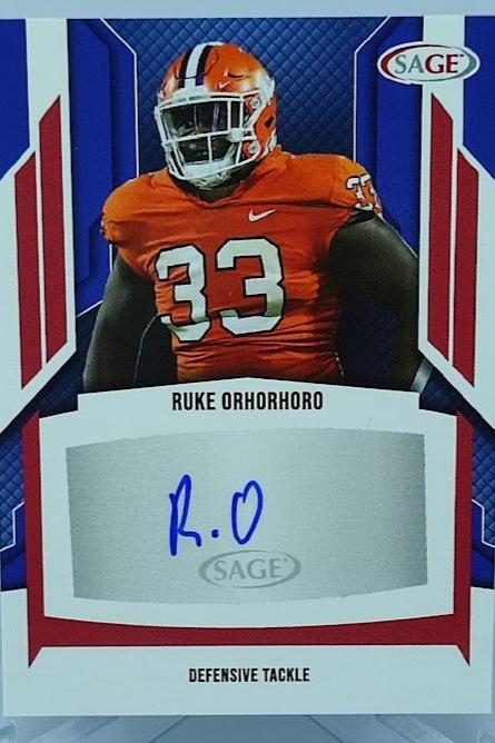 2024 Sage Autograph Ruke Orhorhoro Clemson University *1