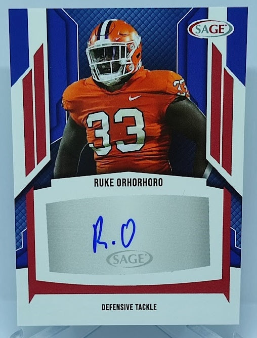 2024 Sage Autograph Ruke Orhorhoro Clemson University *1