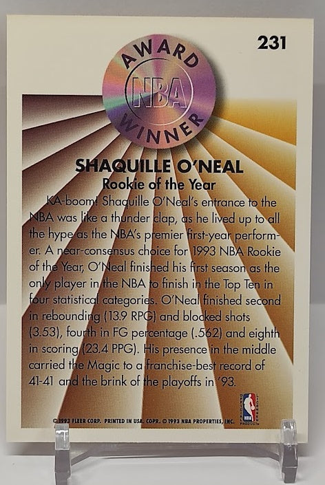 1993-94 Fleer Award Winner Shaquille O'Neal Magic #231 *2