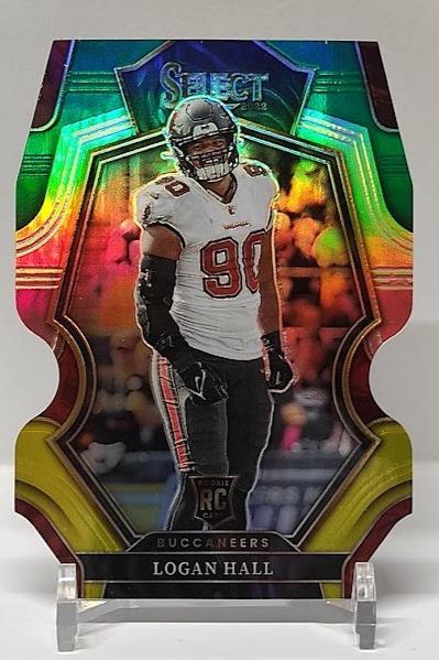 2022 Panini Select Green Yellow Prizm Die-Cut RC Logan Hall Buccaneers *1