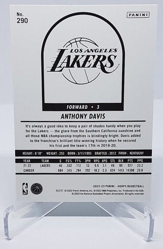 2022-23 Panini Hoops Tribute Teal Explosion Anthony Davis Lakers #290