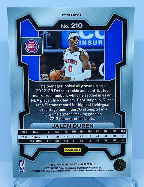 2023-24 Panni Prizm Silver Prizm Jalen Duren Pistons #210