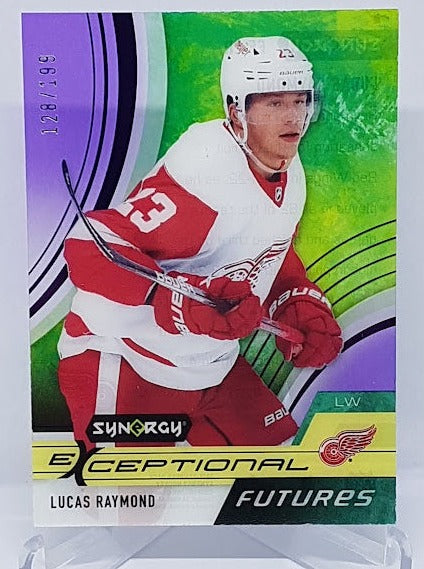 2021-22 Upper Deck Synergy Purple Exceptional Lucas Raymond Red Wings 128/199