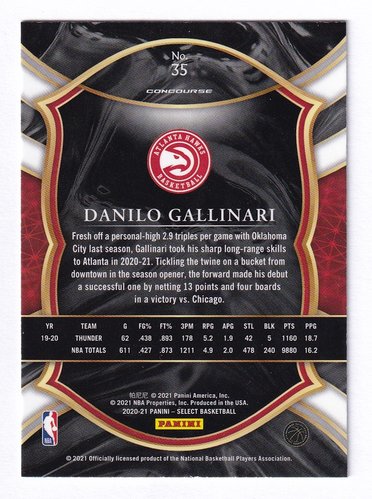 2021 Panini Select Danilo Gallinari Hawks #35